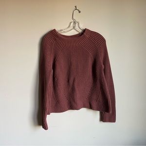 Athleta Rockland Havana Brown  Crewneck Ribbed Sweater Size Small